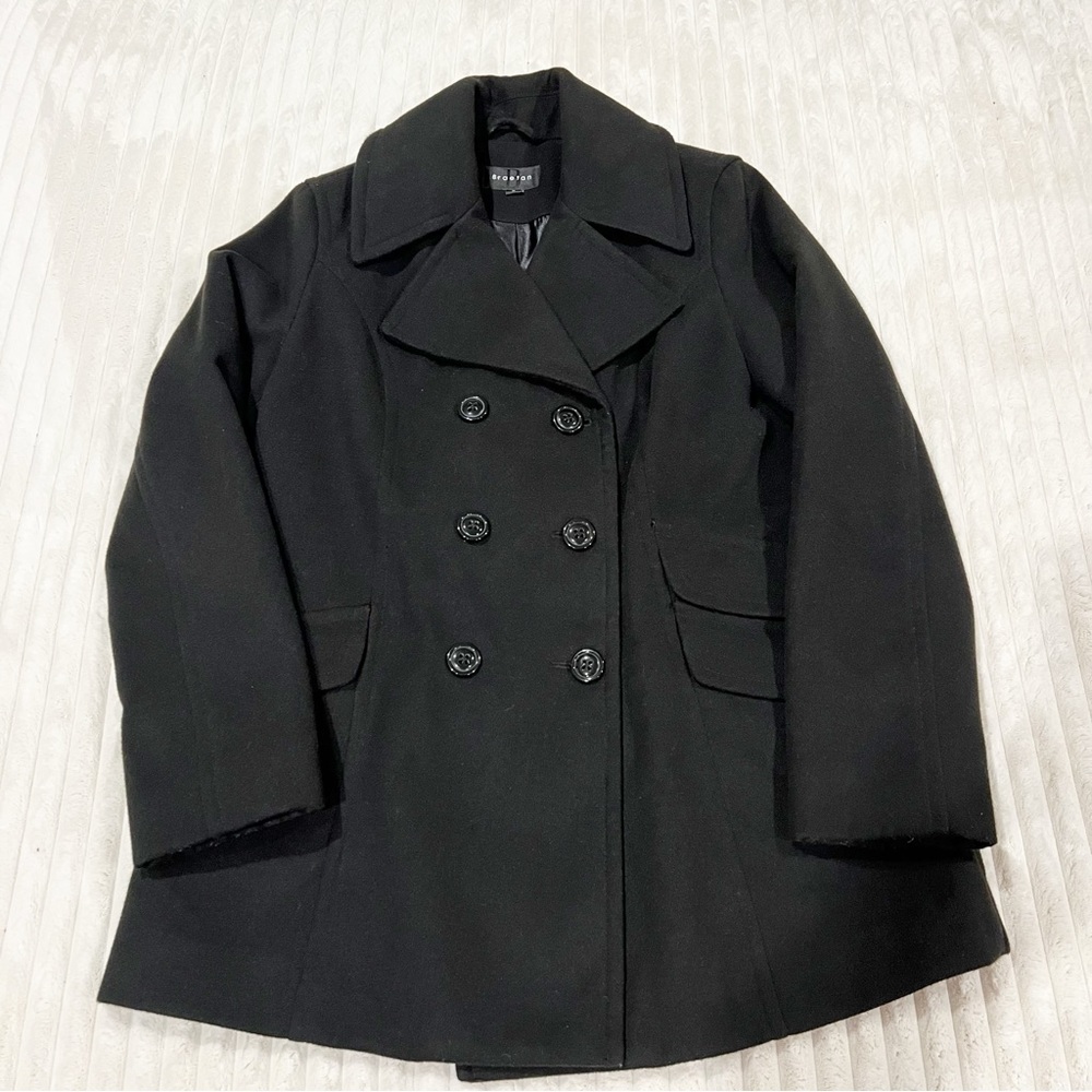 Breatan Black Double Breasted Classic Fit Pea Coat Jacket Women’s Size Large